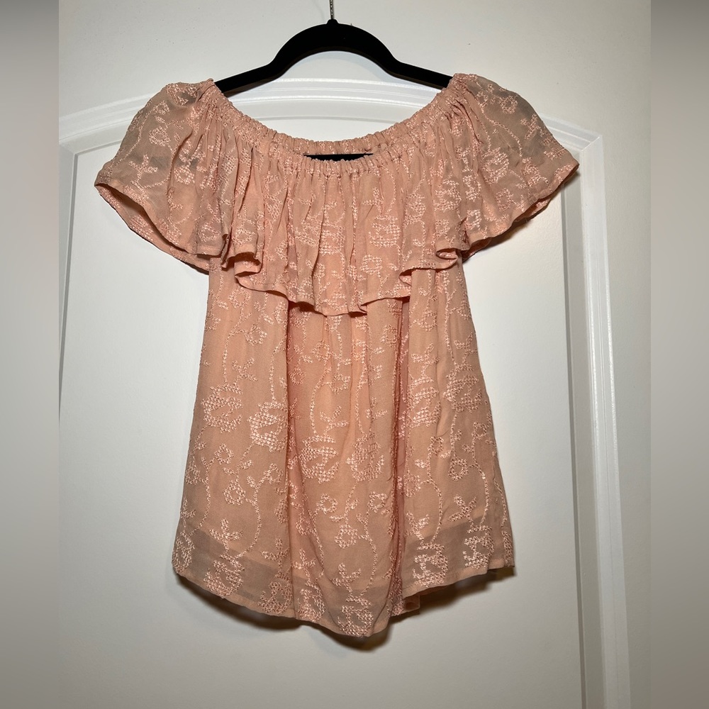 Lucky Brand Women's XS Short Sleeve Blouse Coral